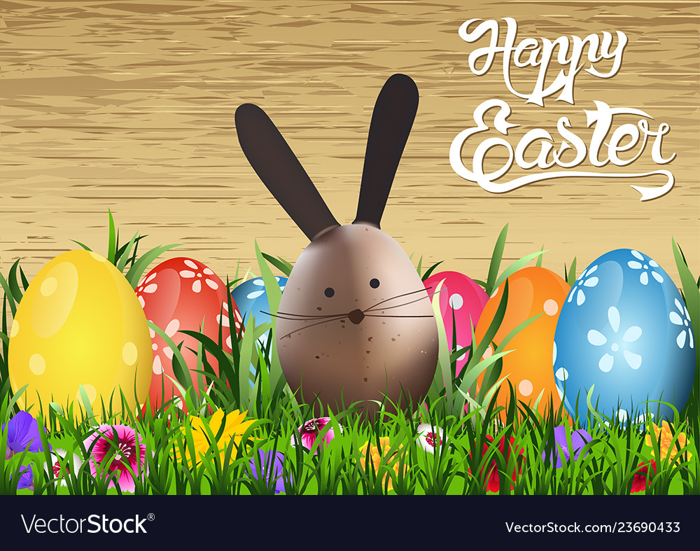 Happy Easter Greeting Card With Colorful Easter Egg And Holiday Wishes