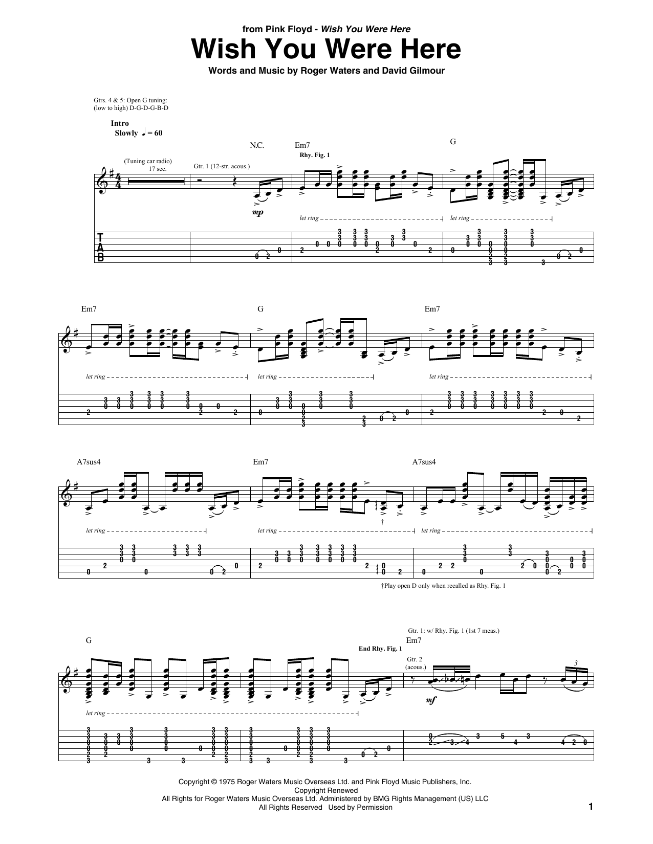 Wish You Were Here Tab By Pink Floyd Guitar Pro Full Score Mysongbook